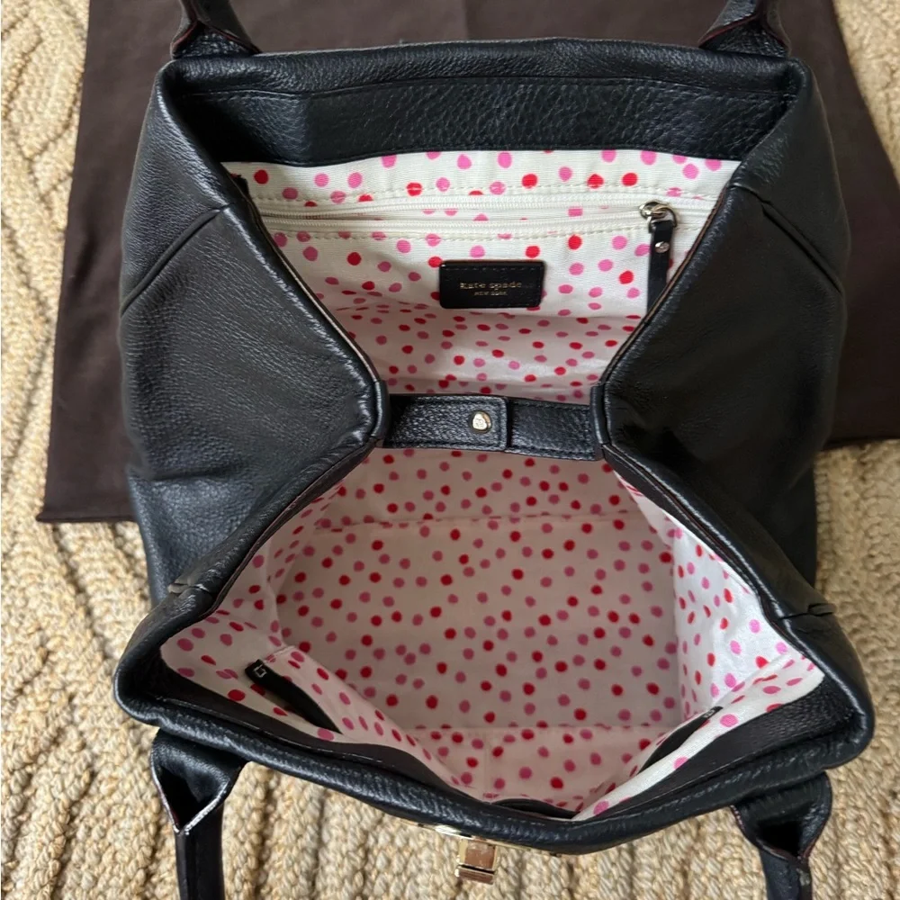 ♠️Kate Spade Black Purse with Cream, Red and Pink Dots Interior.  *New